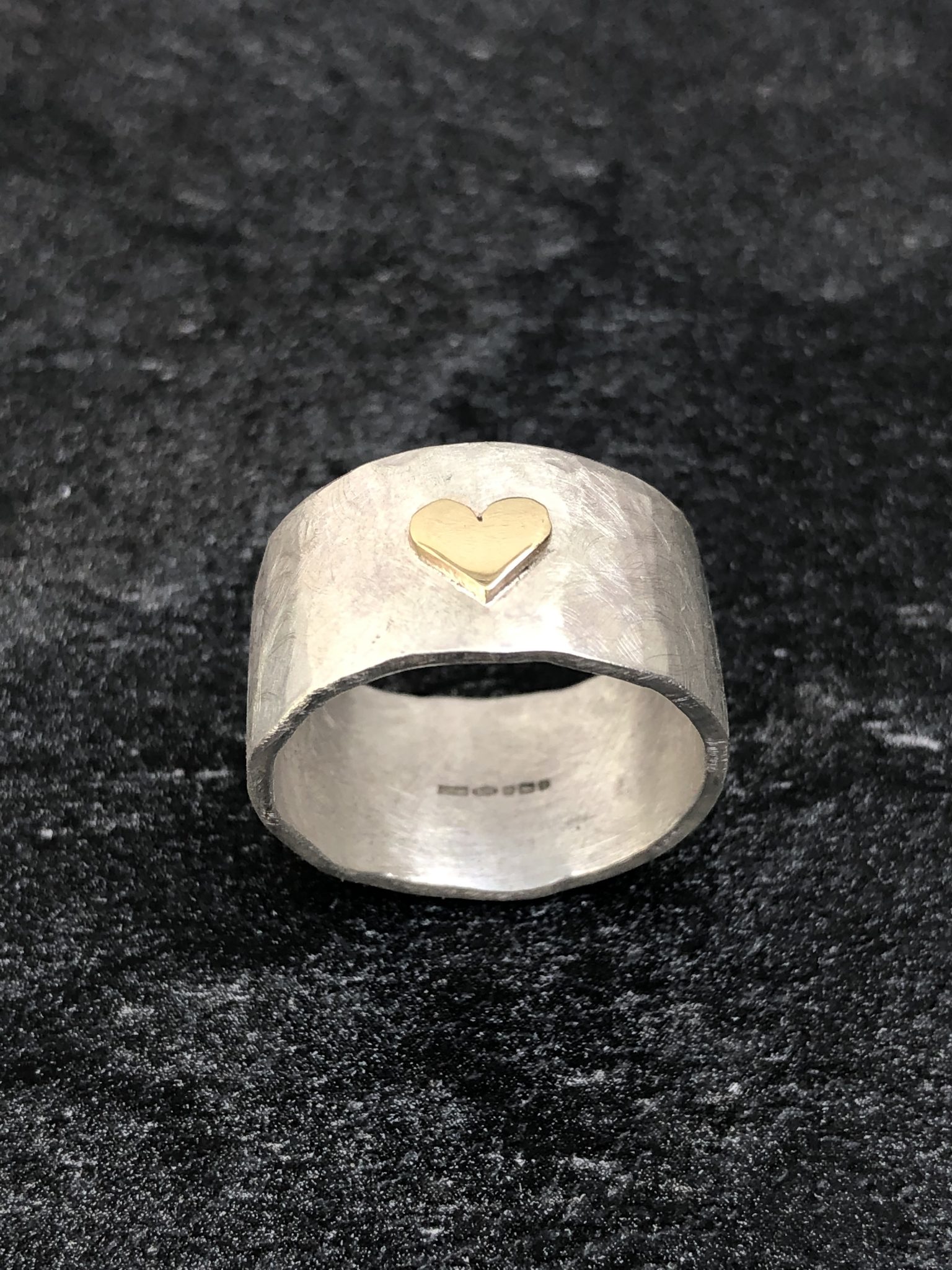 Chunky silver ring, chunky gold heart ring, chunky hammered ring, chunky silver  ring, gold heart ring, wide gold heart ring, silver hammered ring, Chunky  \'Ace of Hearts\' Ring. Chunky silver ring, gold
