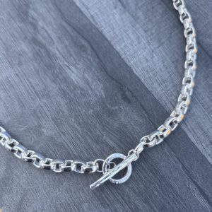 Chunky Fob Necklace, silver t bar necklace, unisex chunky chain, silver toggle chain, silver t bar necklace, chunky chain,