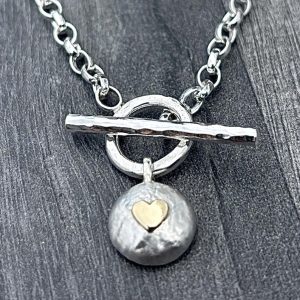 Gold Heart Pebble Fob Necklace, Pebble Fob Necklace, Silver Pebble Fob Necklace’.  Silver fob necklace, t bar necklace, gold heart necklace, pebble necklace.