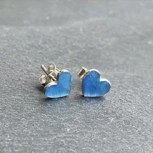 Enamel Studs, heart studs, blue enamel studs, heart studs, enamel, valentines gift, birthday gift,