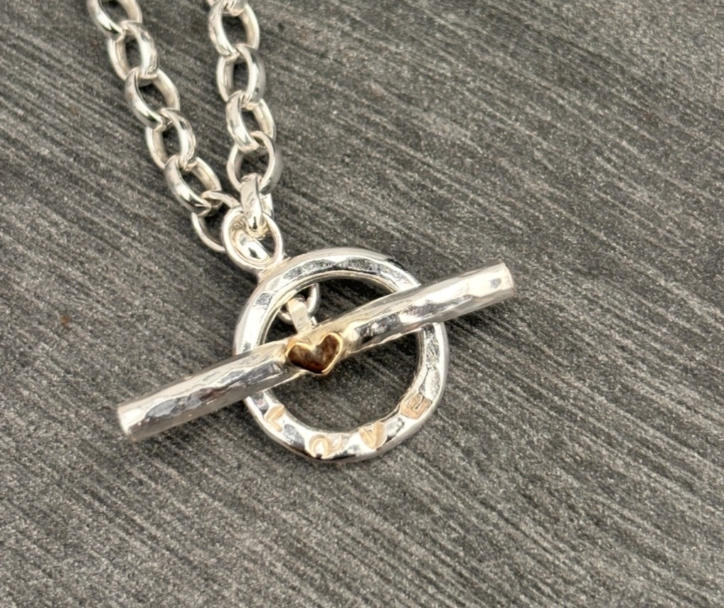 Sterling Silver Fob Bracelet, gold heart bracelet, LOVE fob bracelet,