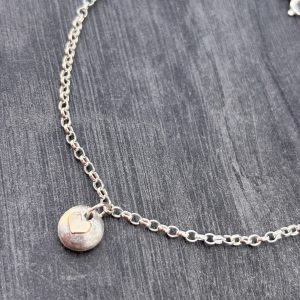 Gold Heart Pebble charm Bracelet, Sterling silver Gold Heart charm bracelet, gold heart charm bracelet, valentines gift, gift for girl, gift for girlfriend, gift for wife, pebble jewellery,