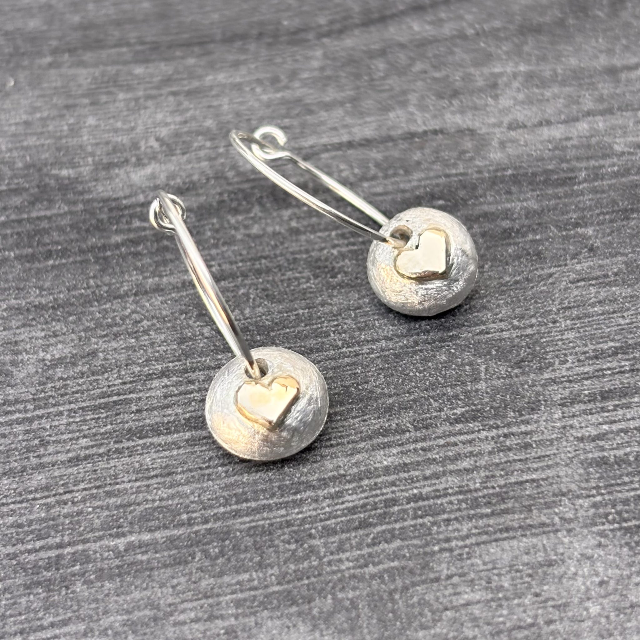Gold Heart Charm Hoop Earrings, Sterling silver hoop earrings,