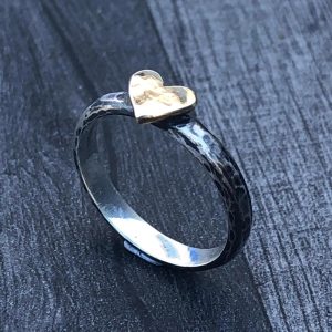 Gold heart ring, oxidised gold heart ring, chunky gold heart ring. Olde Eternal Love Ring. gold heart ring, gold heart ring, hammered heart ring, oxidised ring.