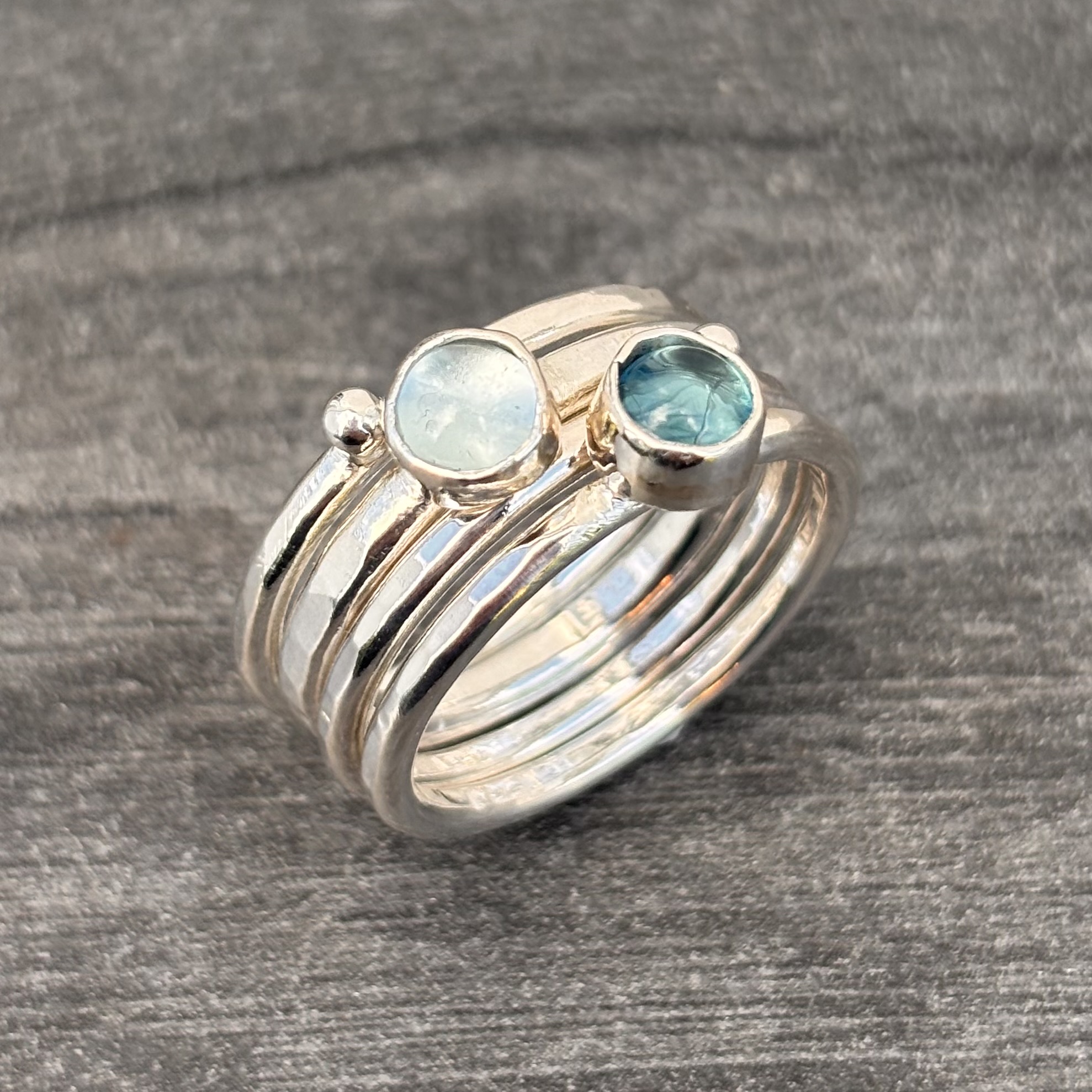 Blue Topaz Silver Stack Ring