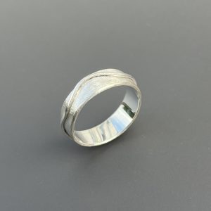 Silver Wave Ring, silver band, silver wavy ring, wave ring, silver wedding band, unisex silver ring, 6mm wide band, silver flat ring, handmade silver rings,