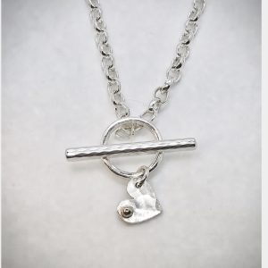 Silver fob necklace with Heart charm