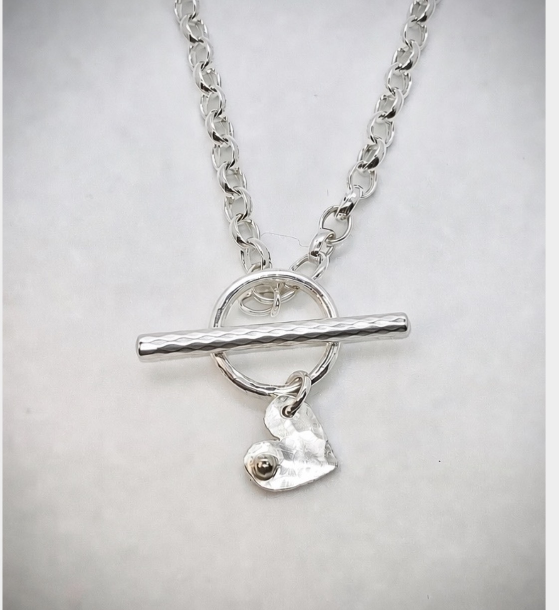 Silver fob necklace with Heart charm