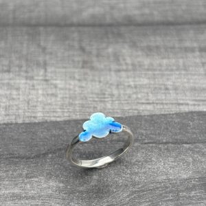 Blue Cloud Ring, Enamel ring, cloud ring, stack ring, dainty ring, blue ring, silver cloud ring, cloud ring, hammered cloud ring, enamel blue ring, celestial ring,