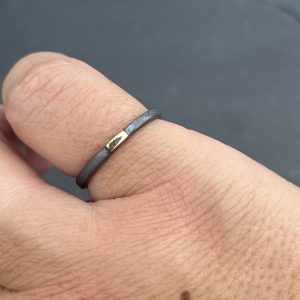Oxidised Gold Top Ring, narrow oxidised ring, skinny ring, silver and gold ring, minimalist ring, stack earring,