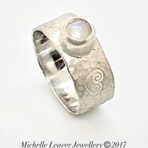 Rainbow moonstone ring, love ring, heart ring, 7mm wide silver ring, rainbow moonstone, love token, hearts ring, silver hearts ring, valentines ring, valentines gift, anniversary gift, ladies ring, girls ring, simple rainbow moonstone ring, simple moonstone ring, anniversary gift,