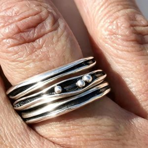 Chunky silver stack ring, freeform stack ring, freeform jewellery, wave rings,