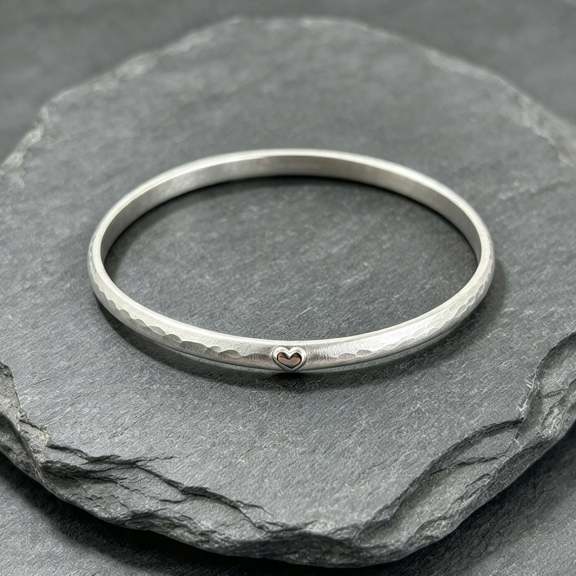 Gold Heart D shape Bangle