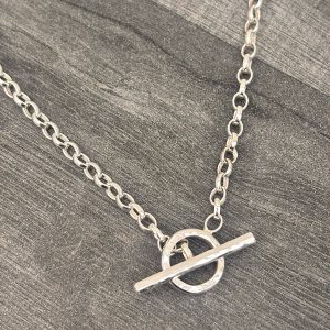 Silver Fob Necklace, t bar necklace, sterling silver toggle necklace, gift for her.