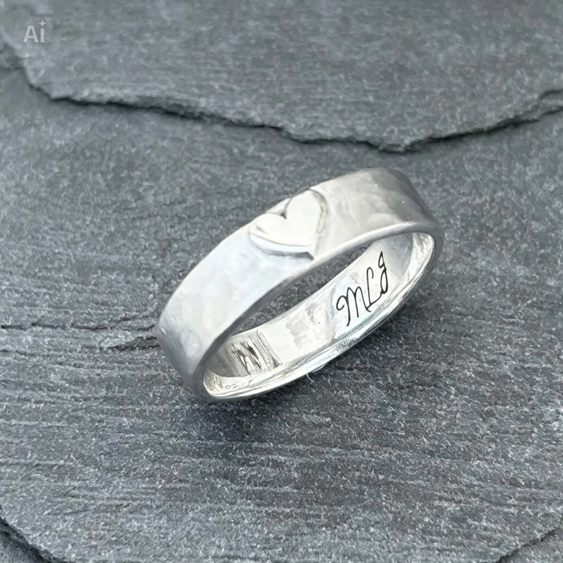 Silver Heart Ring. Hammered silver heart ring, valentines gift, heart ring,